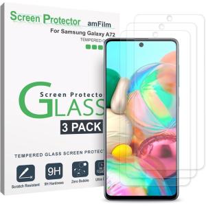image3 Pack amFilm Premium Tempered Glass Screen Protector for Samsung Galaxy A72 2021 A73 2022 5Gwith Easy Installation Handles AntiScratch Buble Free