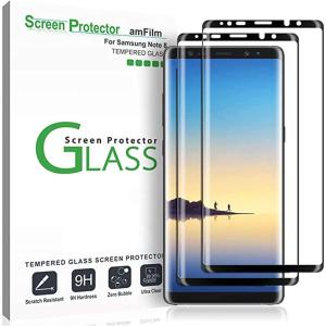 imageamFilm 2 Pack Glass Screen Protector for Samsung Galaxy Note 8 Full Screen Coverage 3D Curved Tempered Glass Dot Matrix with Easy Installation Tray