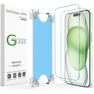 imageamFilm 2 Pack Magnetic OneTouch for iPhone 16eiPhone 14iPhone 1313 Pro 61quot Screen Protector Eco Friendly Indestructible 9H Tempered Glass 15 seconds AutoAlignment ampamp Ultra Fast Installation1567
