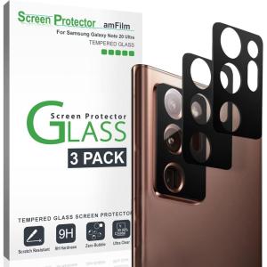 imageamFilm 3 Pack Camera Protector for Samsung Galaxy Note 20 Ultra RearFacing Camera Tempered Glass Screen Protector 3 Pack Black