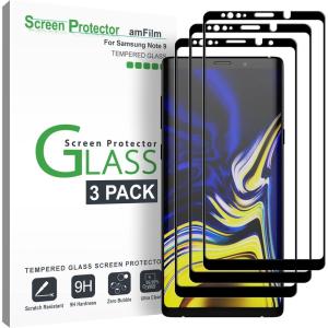 imageamFilm 3 Pack Glass Screen Protector for Samsung Galaxy Note 9 Full Screen Coverage Screen Protector 3D Curved Tempered Glass Dot Matrix with Easy Installation Tray