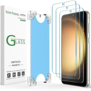 imageamFilm 3 Pack Magnetic OneTouch S23 Plus 66quot Screen Protector Eco Friendly ampamp Reduce Plastic Indestructible Ultra 9H Tempered Glass AutoAlignment ampamp Ultra Fast Installation