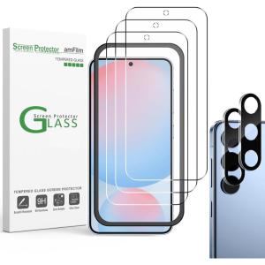 imageamFilm 3 Pack Screen Protector for Samsung Galaxy A35A55 5G 20249H Hardness Tempered GlassAnti ScratchBubble FreeEasy Installation24FE67 inch