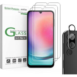 imageamFilm 31 Pack Tempered Glass Screen Protector for Samsung Galaxy A24 65quot with Camera Lens Protector Case Friendly Easy Installation and BubblesFree