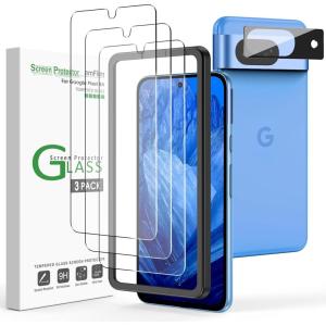 imageamFilm 31 Pack for Google Pixel 8A Screen Protector Tempered Glass Ultrasonic Fingerprint Compatible with Easy Installation Frame Anti Scratch Bubble Free Case Friendly