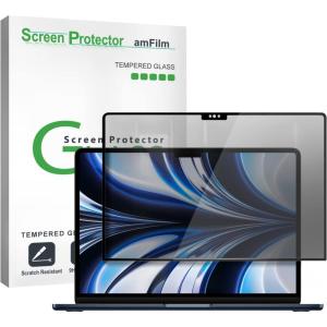 imageamFilm Designed for MacBook Air 15Inch M4 ChipM3 ChipM2 Chip 20232025 Released Tempered Glass Screen Protector Zero Bubbles9H Hardness AntiScratch AntiFingerprint 1 PackPrivacy 136 inch
