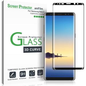 imageamFilm Glass Screen Protector for Samsung Galaxy Note 8 Full Screen Coverage 3D Curved Tempered Glass Dot Matrix with Easy Installation Tray Black
