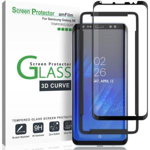 imageamFilm Glass Screen Protector for Samsung Galaxy S8 3D Curved Tempered Glass Dot Matrix with Easy Installation Tray Case Friendly Black