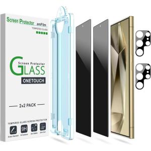 imageamFilm OneTouch Privacy Screen Protector for Samsung Galaxy S24 Ultra 68  Camera Lens Protector Tempered Glass 30 Seconds AutoAlignment Tech Bubble Free 28 Privacy Protection 22 Pack