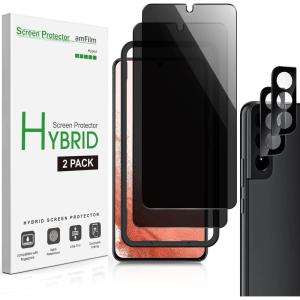 imageamFilm Privacy Screen Protector Samsung Galaxy S22 Plus 5g 66 inch Samsung Galaxy S22  5g 66 inch with 2 Pack Camera Lens Protector Fingerprint ID Compatible Easy Installation Hybrid 22 Pack
