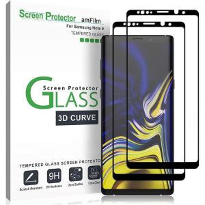 imageamFilm Screen Protector for Samsung Galaxy Note 9 Full Screen Coverage Screen Protector 3D Curved Tempered Glass Dot Matrix with Easy Installation Tray Black 2 Pack