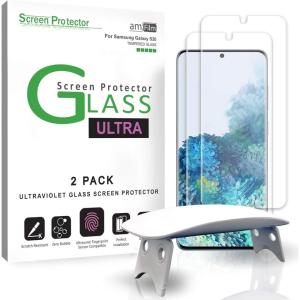 imageamFilm Ultra Glass Screen Protector for Galaxy S20 2 Pack UV Gel Application Tempered Glass Compatible with UltraSonic Fingerprint Scanner for Galaxy S20 2020