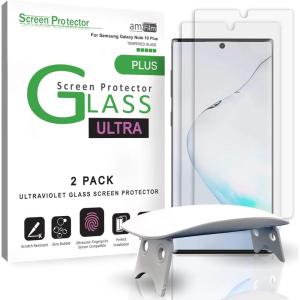 imageamFilm Ultra Glass Screen Protector for Samsung Galaxy Note 10 Plus UV Gel Application Compatible with UltraSonic FingerPrint Scanner for Galaxy Note 10 Plus2019 Tempered Glass 2 Pack