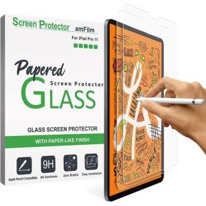 imageamFilm 2Pack PAPERed Glass Screen Protector compatible with iPad Pro 11 iPad Air 54 20202022 Tempered Glass Screen Protector with a PaperMatte Finish