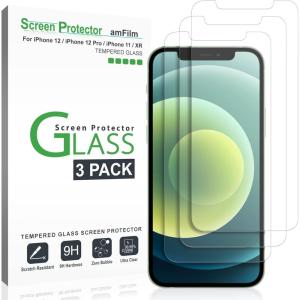 imageamFilm Glass Screen Protector Compatible for iPhone 12 iPhone 12 Pro Display with Easy Installation Tray Glass 3 Pack
