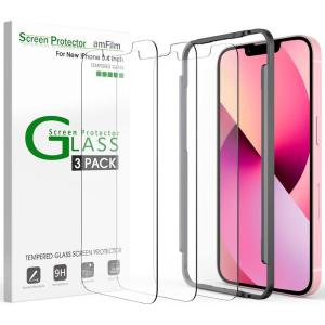 imageamFilm Glass Screen Protector Compatible with iPhone 13 Mini 54quot Display 2021 With Easy Installation Tray  Case Friendly Tempered Glass 3 Pack