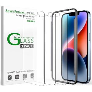 imageamFilm Glass Screen Protector Compatible with iPhone 13 pro 61 inch iPhone 13 61 inch iPhone 14 61 inch with Easy Installation Tray  Case Friendly Tempered Glass 3 Pack