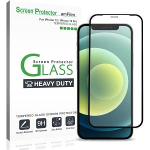 imageamFilm Heavy Duty Screen Protector Glass for iPhone 1212 Pro 2020 61quot Display Tough Glass  Padded Edges to CushionAbsorb Impact