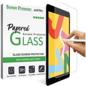 imageamFilm PAPERed Glass Screen Protector for New iPad 102 inch 9th 8th 7th Generation 9H Tempered Glass Screen Protector with a PaperMatte Finish Face ID ampamp Apple Pencil Compatible 1Pack