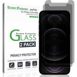 imageamFilm Privacy Glass Screen Protector compatible with iPhone 12 Pro Max 67quot 2020 2 Pack