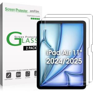 imageamFilm Screen Protector for iPad Air 11 Inch OLED M2 M3 2024 2025 Model Tempered Glass Face ID ampamp Apple Pencil Pro ampamp Case Compatible  AntiScratch 9999 HD Clear