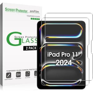 imageamFilm Screen Protector for iPad Pro 11 Inch OLED M4 2024 Model Tempered Glass Face ID ampamp Apple Pencil Pro ampamp Case Compatible  AntiScratch 9999 HD Clear