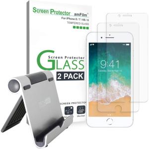 imageamFilm iPhone 876S6 Glass Screen Protector and TechMatte MultiAngle Aluminum Stand