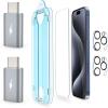 imageamFilm 2 Pack Lightning to USBC Adapter OneTouch 22 Pack for iPhone 15 Pro Max 67quot Screen Protector Tempered Glass with Camera Lens Protector