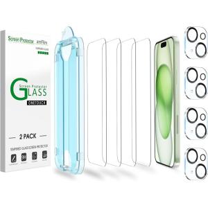imageamFilm OneTouch 43 Pack for iPhone 15 Plus 67quot Screen Protector Tempered Glass with Camera Lens Protector