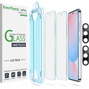 imageamFilm AutoAlignment OneTouch for Samsung Galaxy S25 FE 67 Screen Protector  Camera Lens ProtectorTempered Glass 30 seconds Installation Bubble Free Case Friendly AntiScratch 22 PackS24FE67