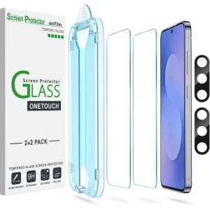 imageamFilm AutoAlignment OneTouch for Samsung Galaxy S25 FE 67 Screen Protector  Camera Lens ProtectorTempered Glass 30 seconds Installation Bubble Free Case Friendly AntiScratch 22 PackS25FE67