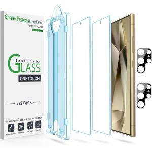 imageamFilm AutoAlignment OneTouch for Samsung Galaxy S25 FE 67 Screen Protector  Camera Lens ProtectorTempered Glass 30 seconds Installation Bubble Free Case Friendly AntiScratch 22 PackS24U68