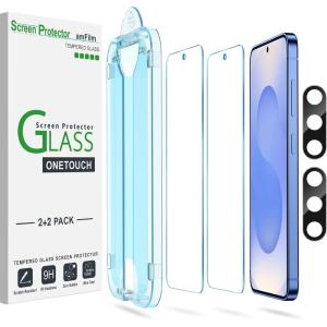 imageamFilm AutoAlignment OneTouch for Samsung Galaxy S25 FE 67 Screen Protector  Camera Lens ProtectorTempered Glass 30 seconds Installation Bubble Free Case Friendly AntiScratch 22 PackS2562