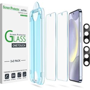 imageamFilm AutoAlignment OneTouch for Samsung Galaxy S25 FE 67 Screen Protector  Camera Lens ProtectorTempered Glass 30 seconds Installation Bubble Free Case Friendly AntiScratch 22 PackS24P67
