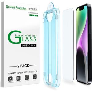 imageamFilm OneTouch Screen Protector for iPhone 17 63 2025  Camera Lens Protector  AutoAlignment install  Bubble Free  9H MilitaryGrade Tempered Glass  FHD Clarity  Case Friendly  22 PackIPH13P14Plus67