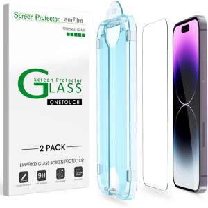 imageamFilm OneTouch Screen Protector for iPhone 17 Pro 63  Camera Lens Protector  AutoAlignment Install  Bubble Free  9H Tempered Glass  Shatterproof  FHD Clarity  Case Friendly  24 Pack14 Pro61