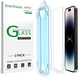 imageamFilm OneTouch Screen Protector for iPhone 17 Pro Max 69  Camera Lens Protector  AutoAlignment install  Bubble Free  9H MilitaryGrade Tempered Glass  FHD Clarity  Case Friendly  24 PackIPH14 Pro67