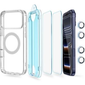 imageamFilm OneTouch 2 Pack Screen Protector for iPhone 17 Pro Max 69  Clear Case Compatible with MagSafe Accessories  4 Pack Camera Lens Protector