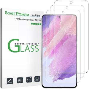 imageamFilm 3 Pack Compatible with Samsung Galaxy S21 FEFan Edition 5G 2021 Tempered Glass Screen Protector with Easy Installation Kit HD Clear Case Friendly AntiScratch BubbleFree