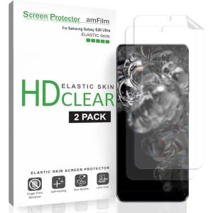 imageamFilm Elastic Skin Screen Protector for Samsung Galaxy S20 Ultra 2 Pack Easy Installation Alignment Tool HD Clear Premium Quality Screen Protector